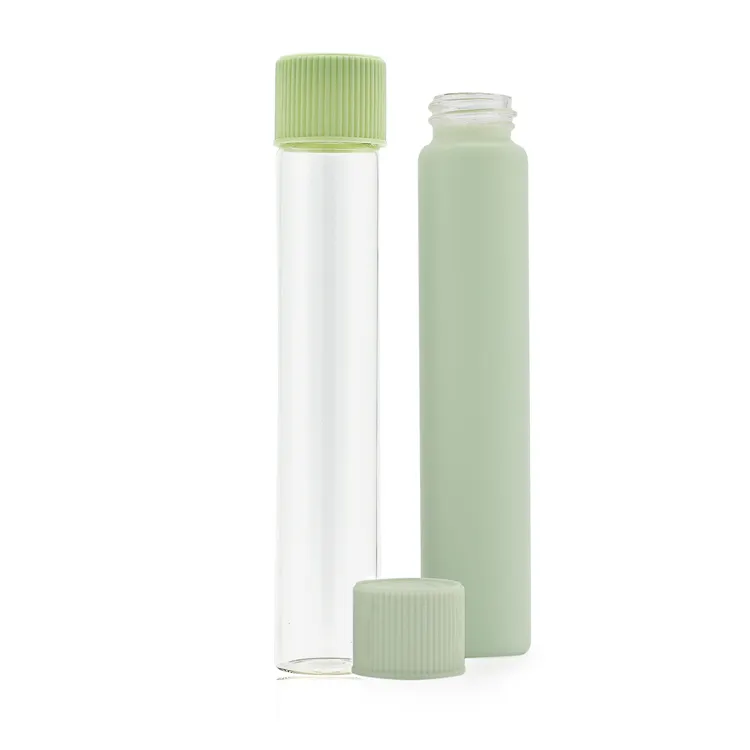 Luxury Custom Childproof Packaging 116mm Pre Rolled Glass Flower Tube Packaging Smell Proof Glass Tubes With Childproof Cap