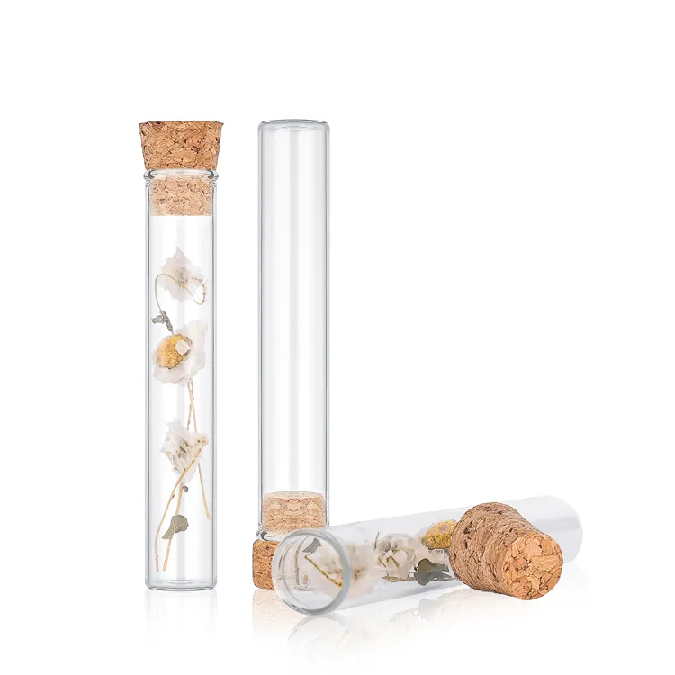 115mm clear glass tube smell proof glass container small glass test tube vials pre packaging with cork stopper