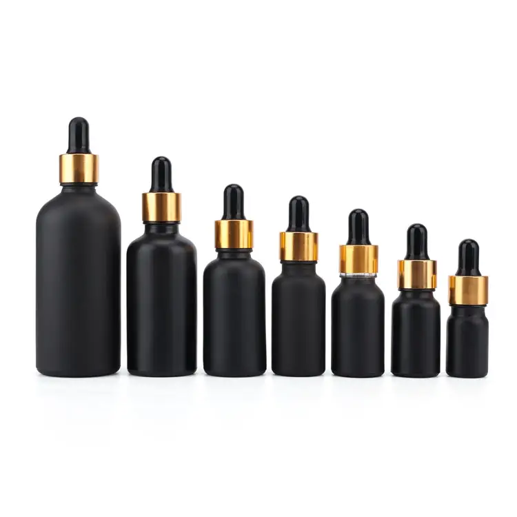 5ml 10ml 15ml 20ml 30ml 50ml 100ml black glass dropper serum essential oil bottle with dropper