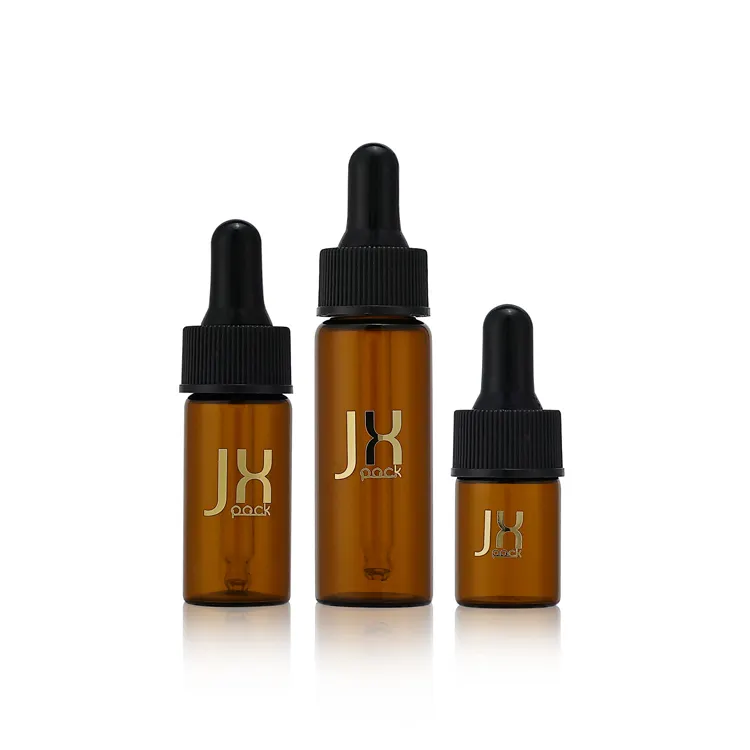 Custom Logo Essential Oil Bottle Frosted Amber Skin Care Serum Bottle Childproof Bamboo Cap Glass Oil Dropper Bottle