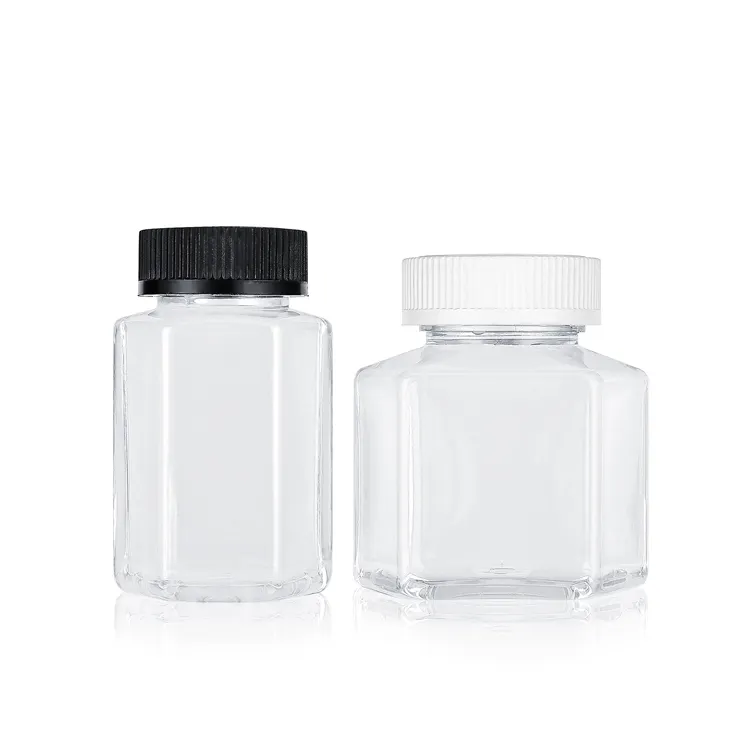 Custom 1oz 2oz 3oz 4oz Straight Sided Clear Plastic Storage Jar Containers Child Resistant Lid Plastic Jars