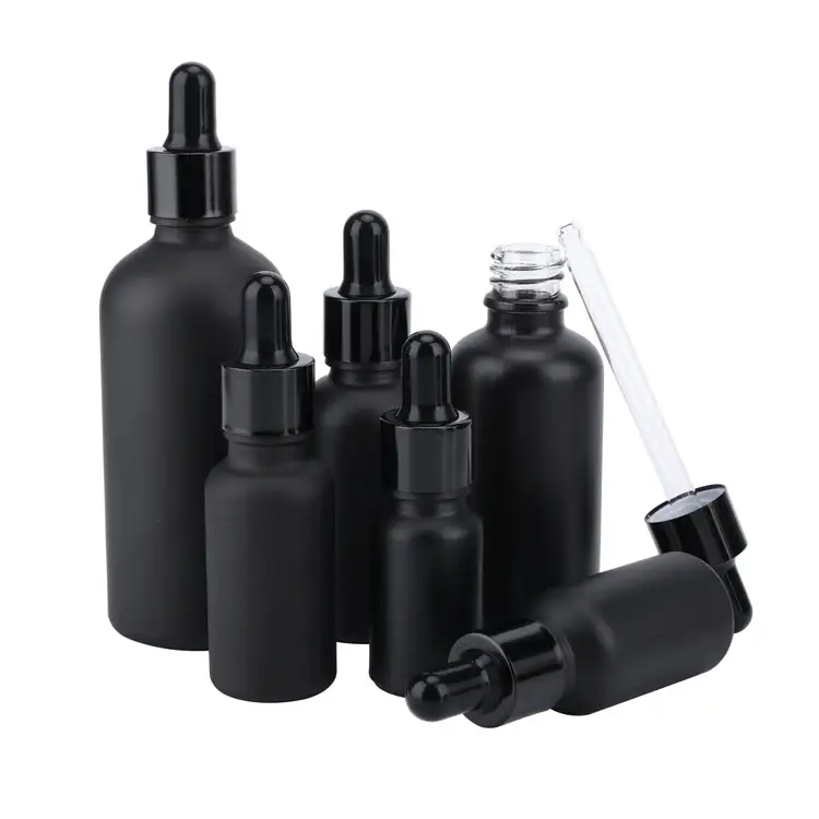 5ml 10ml 15ml 20ml 30ml 50ml 100ml black glass dropper serum essential oil bottle with dropper