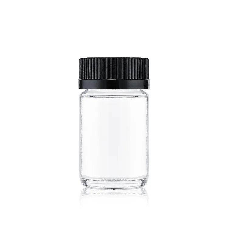 custom 50 70 90 110 150 180 230 300 ml clear dry flower glass jars containers with Child Resistant plastic screw lid