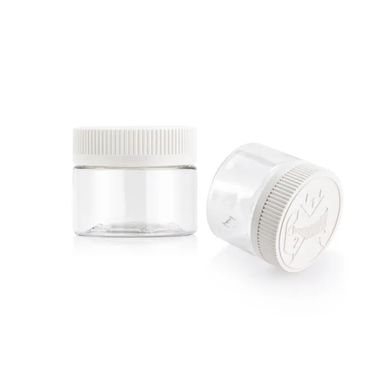 Wide mouth smell proof container tablet medicine vitamin supplement luxury transparent plastic pill bottles with CRC cap