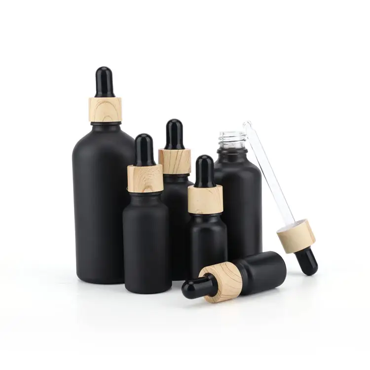 5ml 10ml 15ml 20ml 30ml 50ml 100ml black glass dropper serum essential oil bottle with dropper