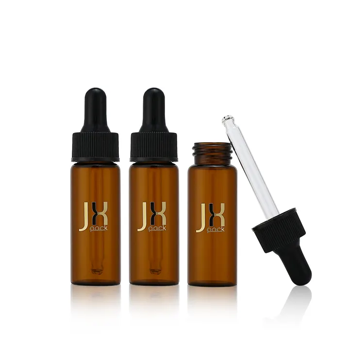 Custom Logo Essential Oil Bottle Frosted Amber Skin Care Serum Bottle Childproof Bamboo Cap Glass Oil Dropper Bottle