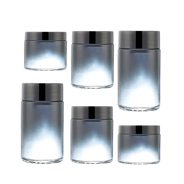 Luxury gradient blue glass jar food storage airtight smell proof glass storage cookie coffee tea jar