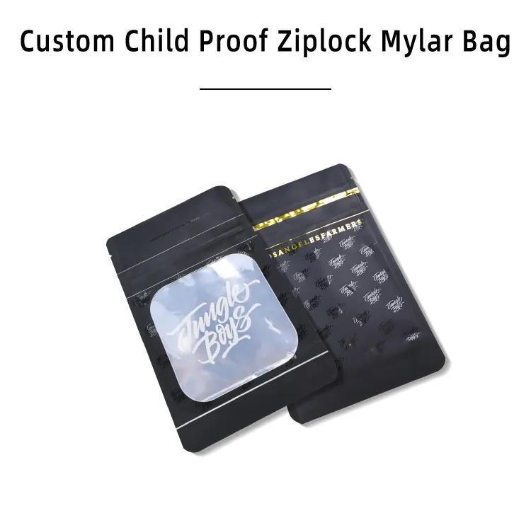 Custom 3.5g Stand Up Plastic PVC Smell Proof Zipper Bags Frosted Ziplock Child Resistant Packaging Mylar Bag With Zipper