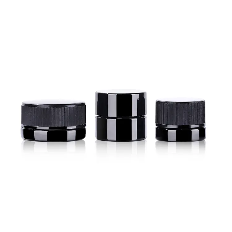 5ml Thick Black Glass Cube Square Containers Jars with Black Child Resistant Lids for Oil Lip Balm Cosmetics