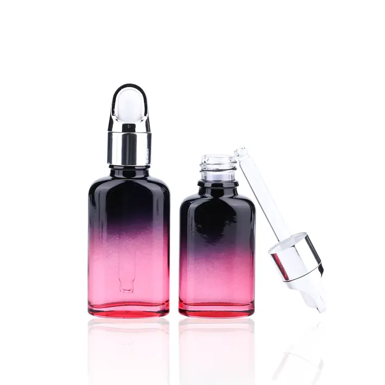 10ml 20ml 30ml 50ml luxury red transparent serum essential oil bottle skincare glass dropper bottle