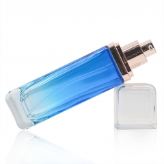 Gradient blue 50g 40ml 100ml 120ml luxury cosmetics packaging glass bottle sets plastic lid skincare cream jar and pump spray bottle set