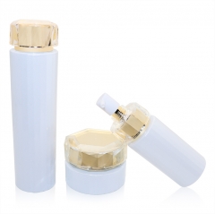 White Glass Frosted Pump lotion Dispenser Bottle Cream Bottle Skincare Packaging Cosmetic Golden Pump Glass Bottle