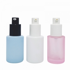 Customized 30 ml 50 ml empty frosted glass pump bottle hair oil bottle toner skincare facial serum cosmetics pump bottle