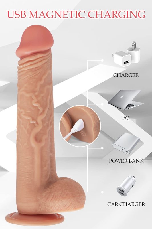 Thrusting Dildo Vibrator for Women with 10 Thrusting Frequencies