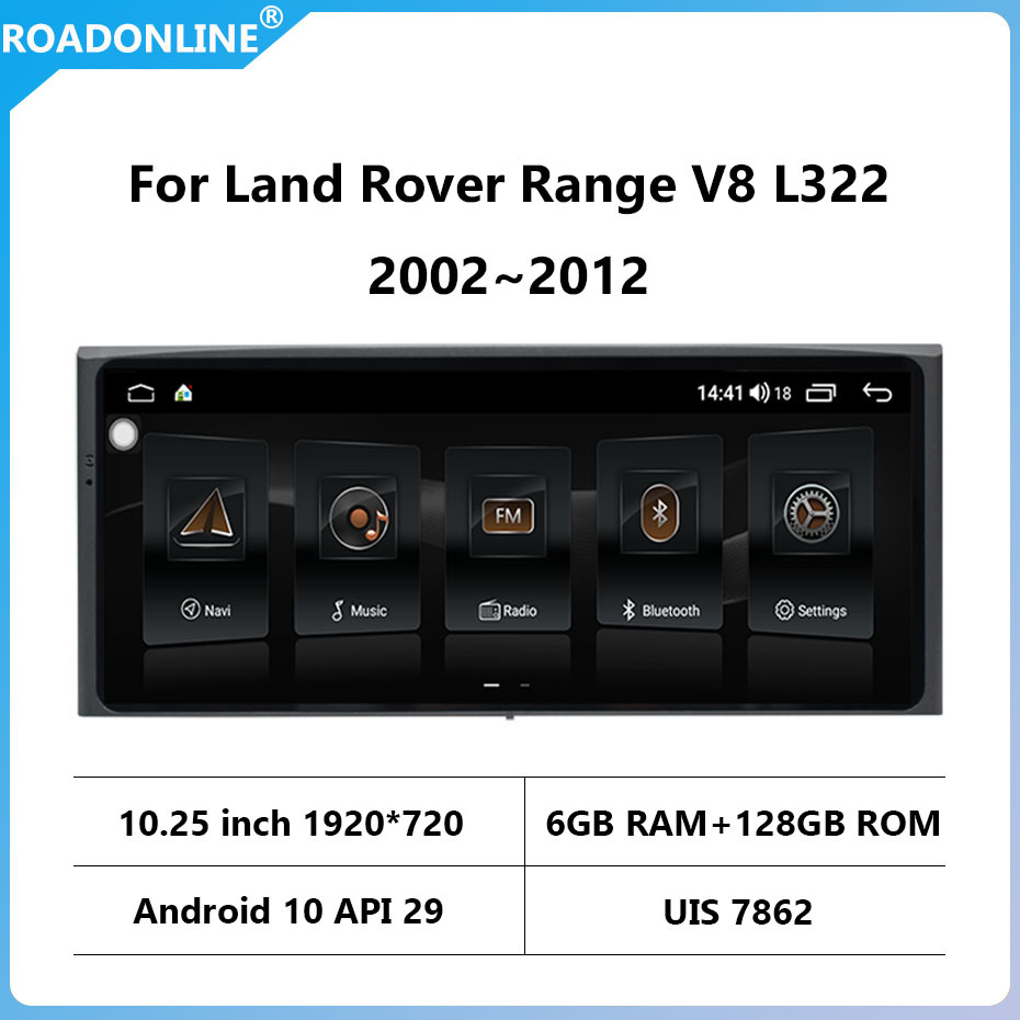 For Land Rover Range V8 L322 2002~2012 10.25 inch car radio Android 10 1920*720 6GB RAM+128GB ROM Car Multimedia Player Android navigation