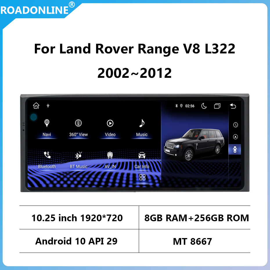 For Land Range Rover V8 L322 2002~2012 10.25 inch car radio Android 10 1920*720 6GB RAM+128GB ROM Car Multimedia Player Android navigation