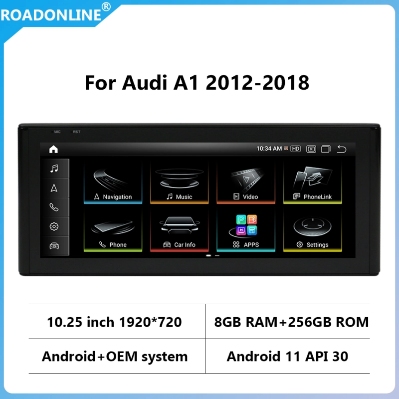 For Audi A1 2012-2018  Android 11.0 Octa Core 8+256G 15 inch Car Multimedia Player Stereo Receiver Radio Car radio