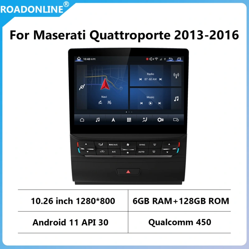 For Maserati Quattroporte 2013-2016 10.25 inch car radio Android 10 1560*700 6GB RAM+128GB ROM Car Multimedia Player Android navigation