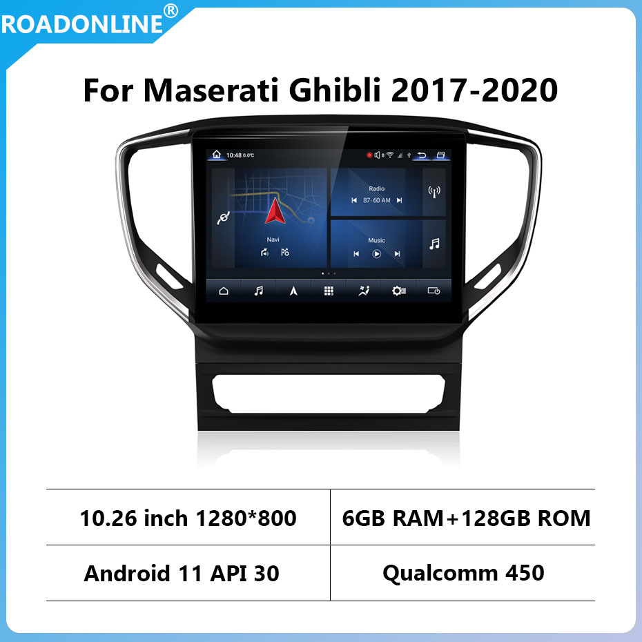 For Maserati Ghibli 2017-2020 10.26 inch car radio Android 11 1280*800 6GB RAM+128GB ROM Car Multimedia Player Android navigation