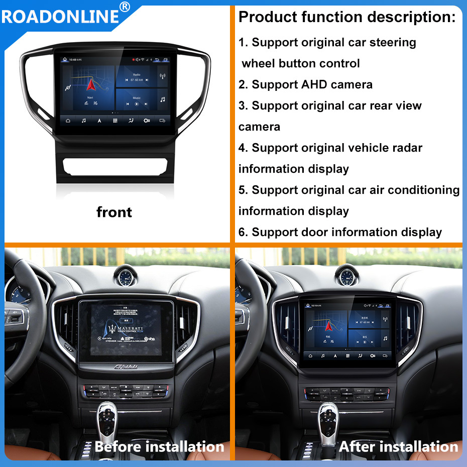 For Maserati Ghibli 2017-2020 10.26 inch car radio Android 11 1280*800 6GB RAM+128GB ROM Car Multimedia Player Android navigation