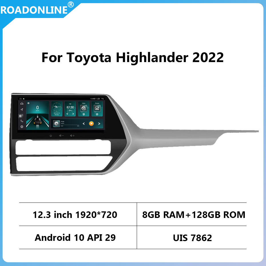 For Toyota Highlander 2022 1920*720 Resolution Octa-core 8+128gb Car Navigation CarPlay Car Radio Multimedia Video Player GPS