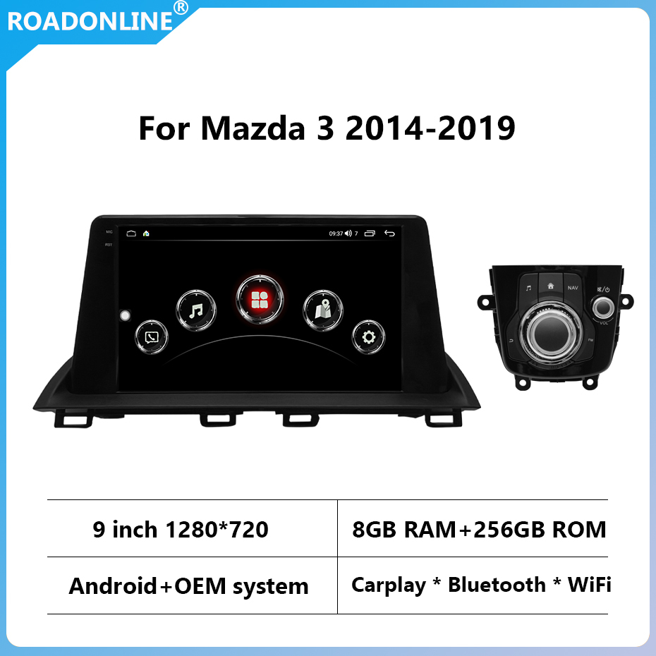 For Mazda 3 2014-2019 1280*720 Resolution Octa-core 8+256 Car Navigation CarPlay Car Radio Multimedia Video Player GPS