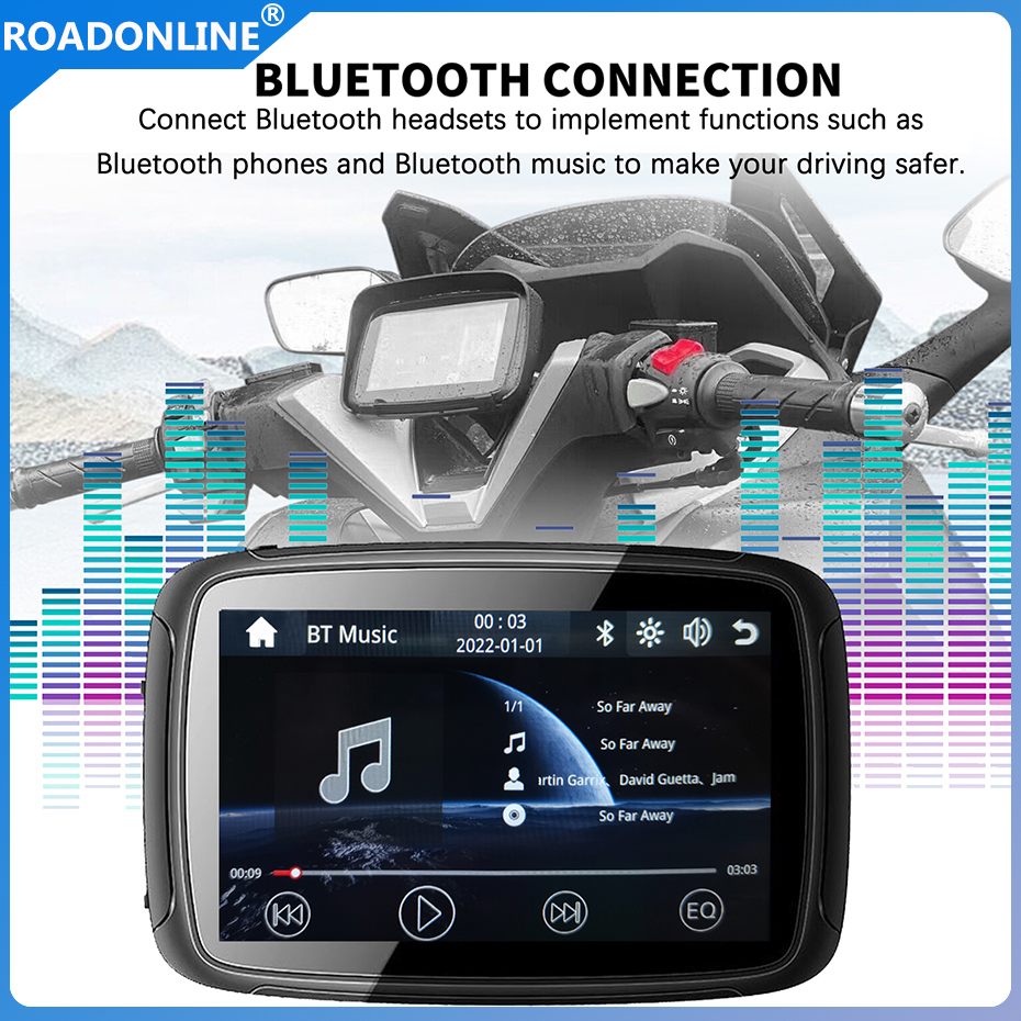 5 Inch IPS Touch Screen Portable Motorcycle Navigator Support Wireless CarPlay ＆ Android Auto Waterproof