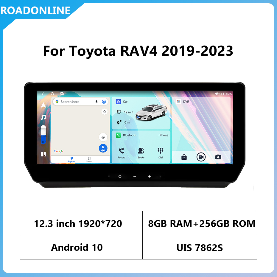 For TOYOTA RAV4 2020-2023 12.3 inch car radio Android 10 1920*720 8GB RAM+256GB ROM Car Multimedia Player Android navigation