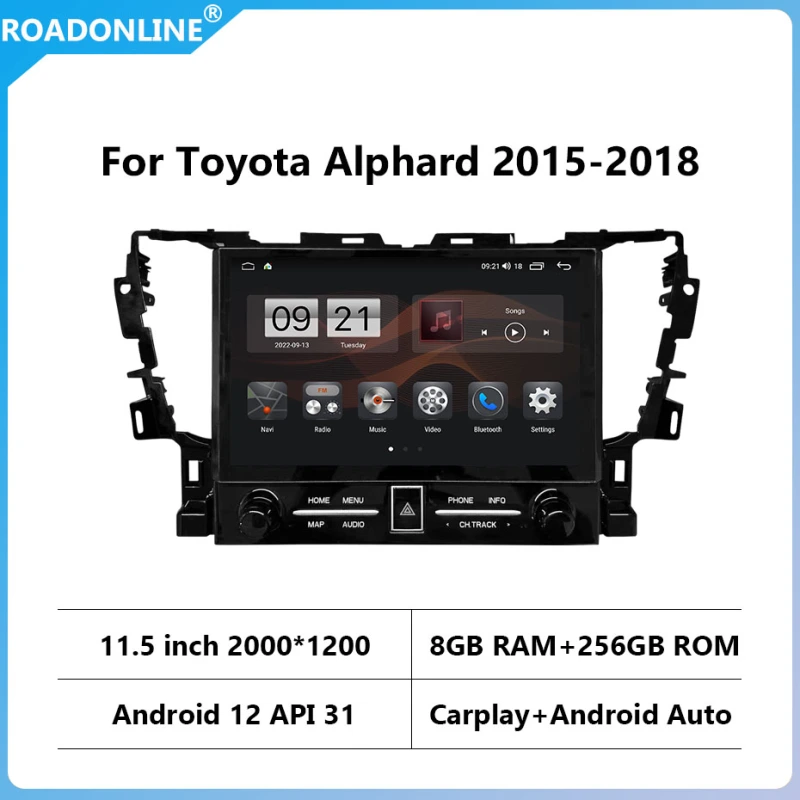 For Toyota Alphard 2015-2018 2000*1200 Resolution UIS 7862S Octa-core 8 ...