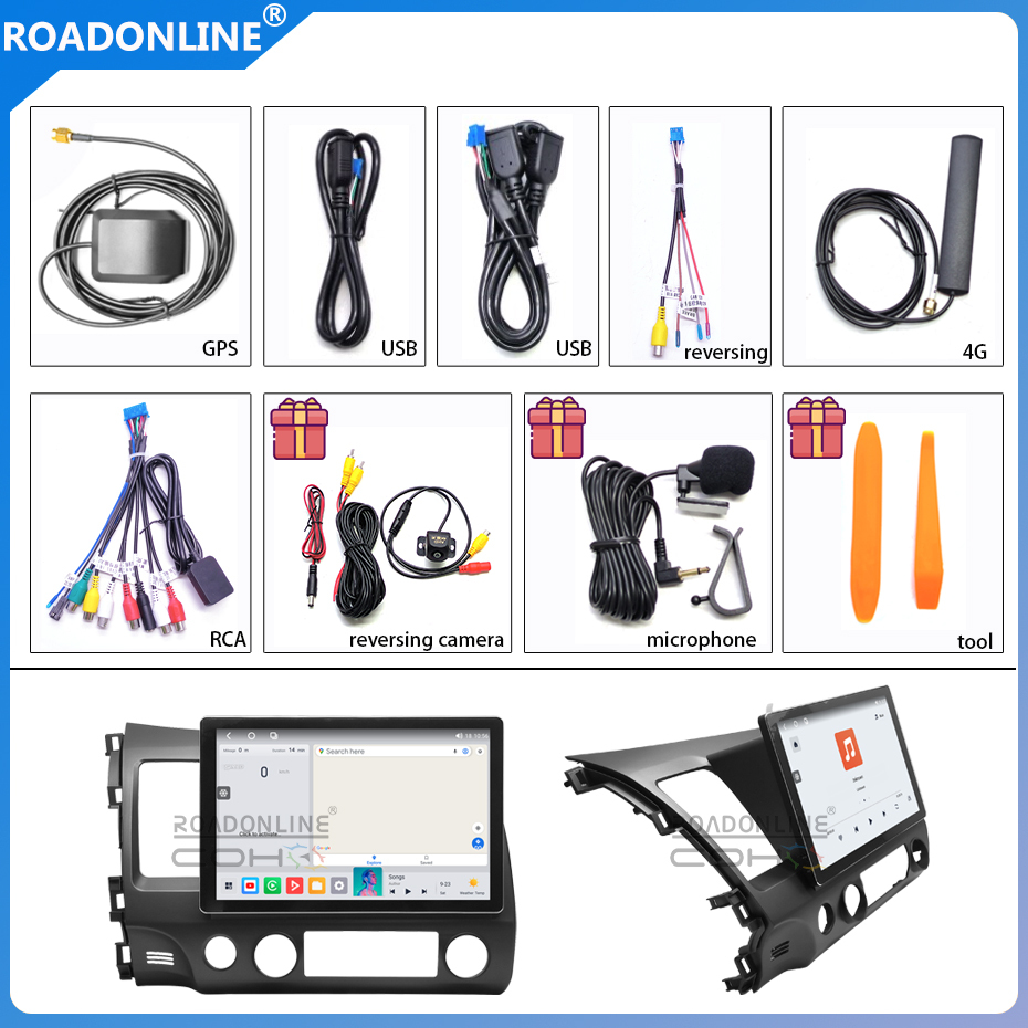 For Honda Civic 2006-2009 2000*1200 Resolution UIS 7862S Android 12 Octa-core 8+256gb Car Navigation CarPlay Car Radio with screen Multimedia player