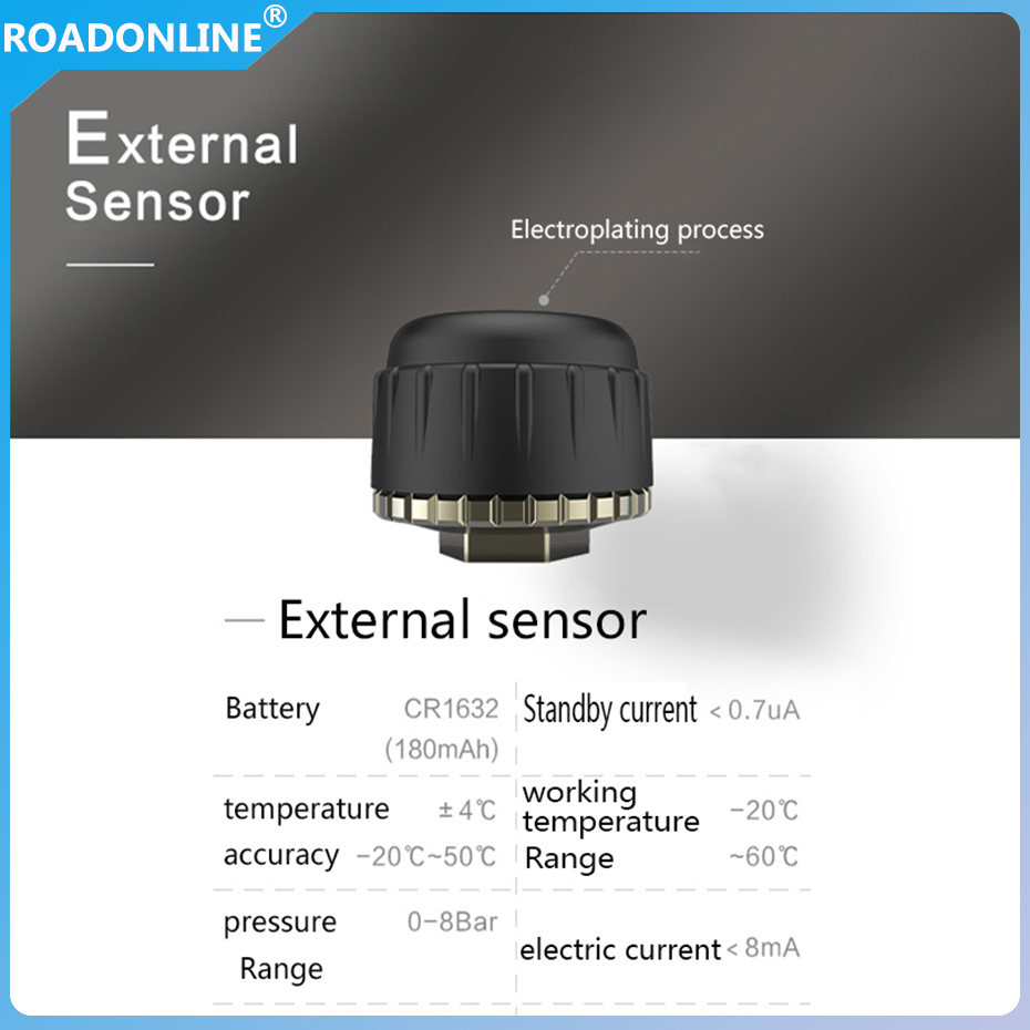 USB Android TPMS Tire Pressure Monitoring System Wireless Transmission 8 bar 116 psi Alarm System 5V Internal External