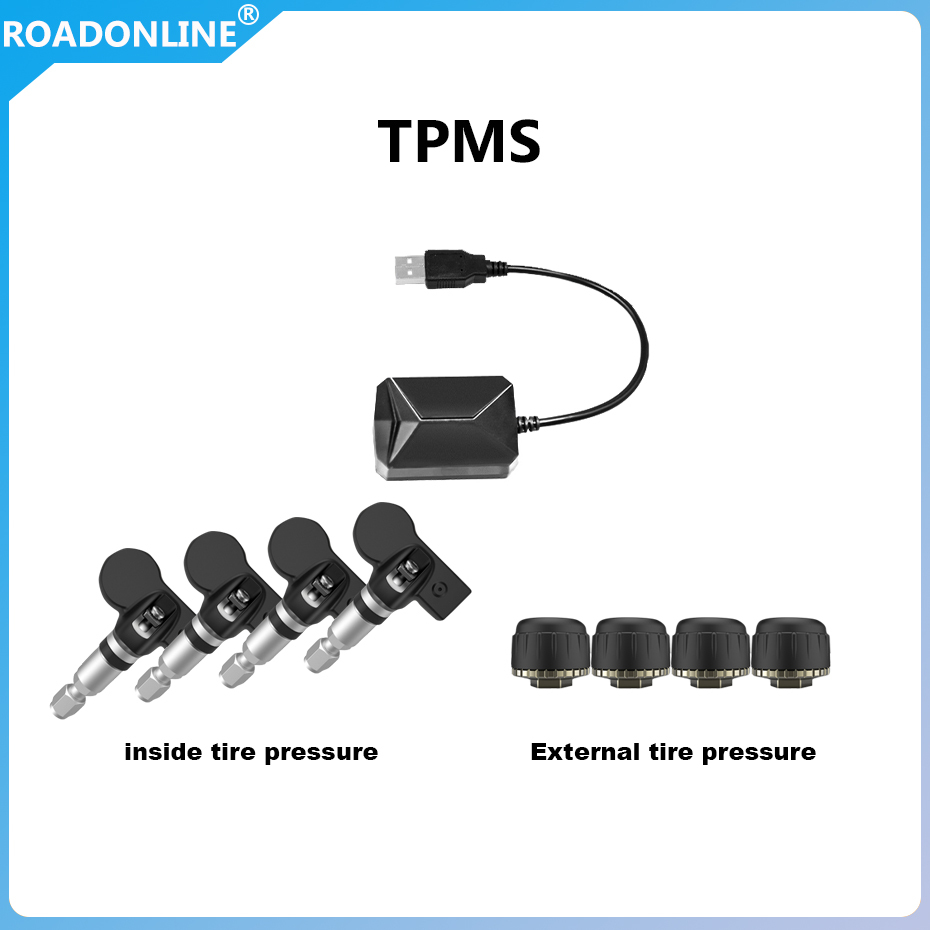 USB Android TPMS Tire Pressure Monitoring System Wireless Transmission 8 bar 116 psi Alarm System 5V Internal External