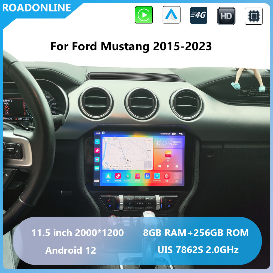 For Ford Mustang 2015-2023 Car radio Multimedia Player 11.5' screen Android 12 2000*1200 Octa Core 4+64G Andriod system + original system UIS 7862S 2.0GHz
