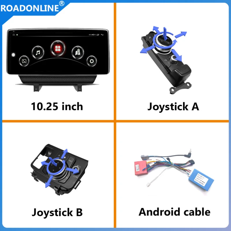 Android Audio For Mazda 2 CX-3 2014-2020 moveable knob of joystick Car radio Multimedia Player 10.25''screen Android 12 1920*720 Octa Core 4+64G Andriod system UIS 8581A