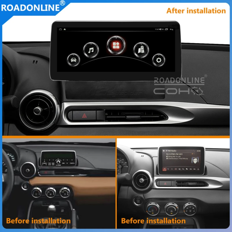 Android audio for FIAT 124 Spider 2016-2018 moveable knob of joystick Car radio Multimedia Player 10.25''screen Android 12 1920*720 Octa Core 8+256G Andriod system UIS 7862S