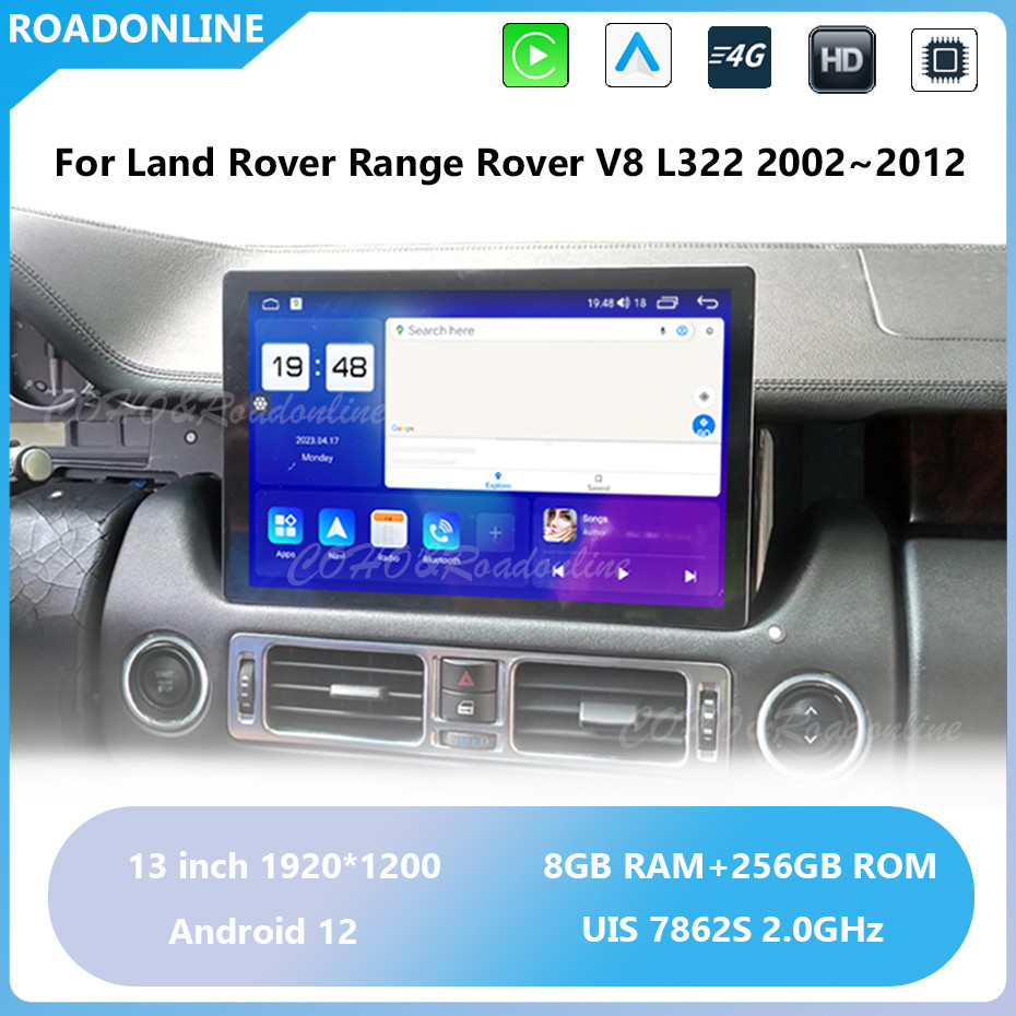 Android audio For Land Rover Range Rover V8 L322 2002~2012 Car radio Multimedia Player 13''screen Android 12 1920*720 Octa Core 8+256G Andriod system UIS 7862S