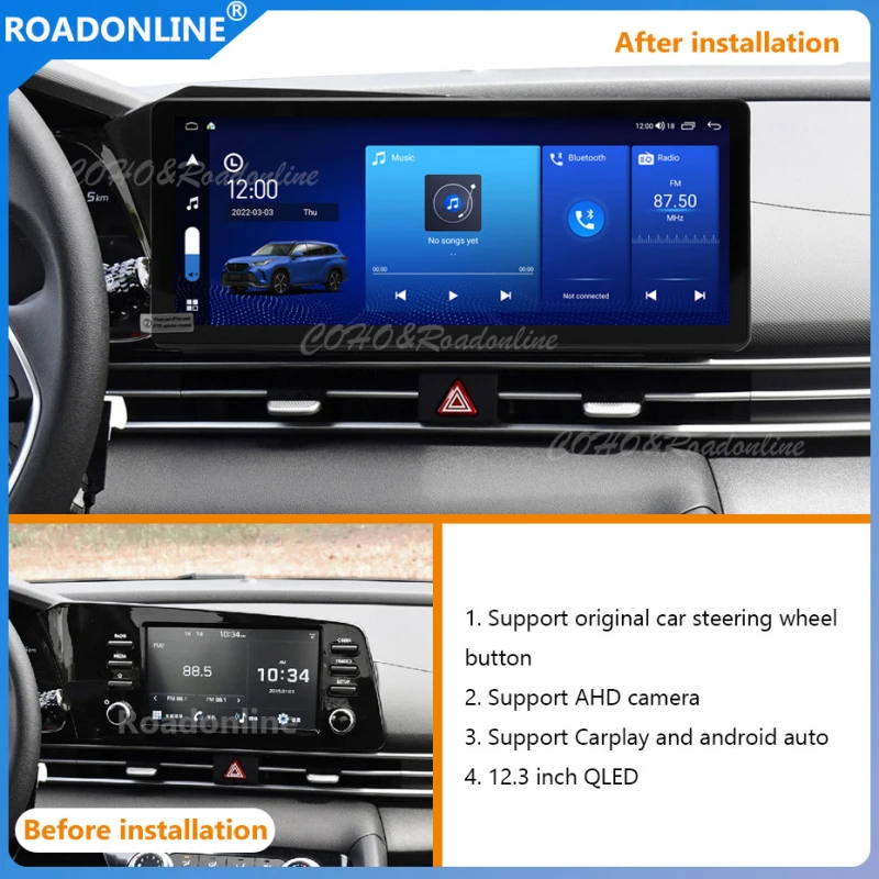 Android audio For Hyundai Elantra 2020-2024 Car radio Multimedia Player 12.3''screen Android 12 1920*720 Octa Core 8+256G Andriod system UIS 7862S
