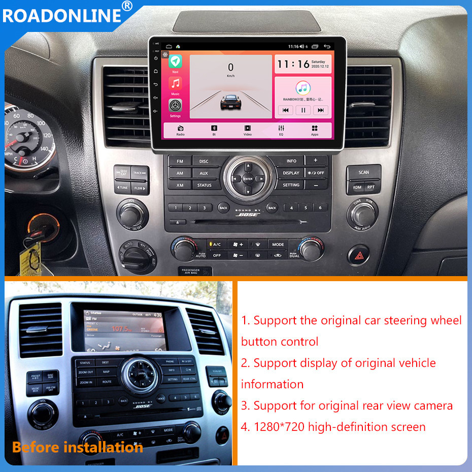 Android audio For Nissan Armada/Infiniti QX56 2008-2015 Car radio Multimedia Player 9''screen Android 12 1920*720 Octa Core 8+256G Andriod system UIS 7862S