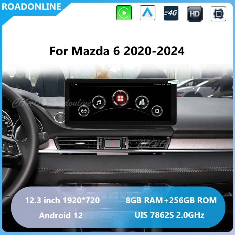 Mazda 6 2020-2024 Car radio Multimedia Player 10.25''screen 12.3''screen Android 12 1920*720 Octa Core 8+256G Andriod+OEM system