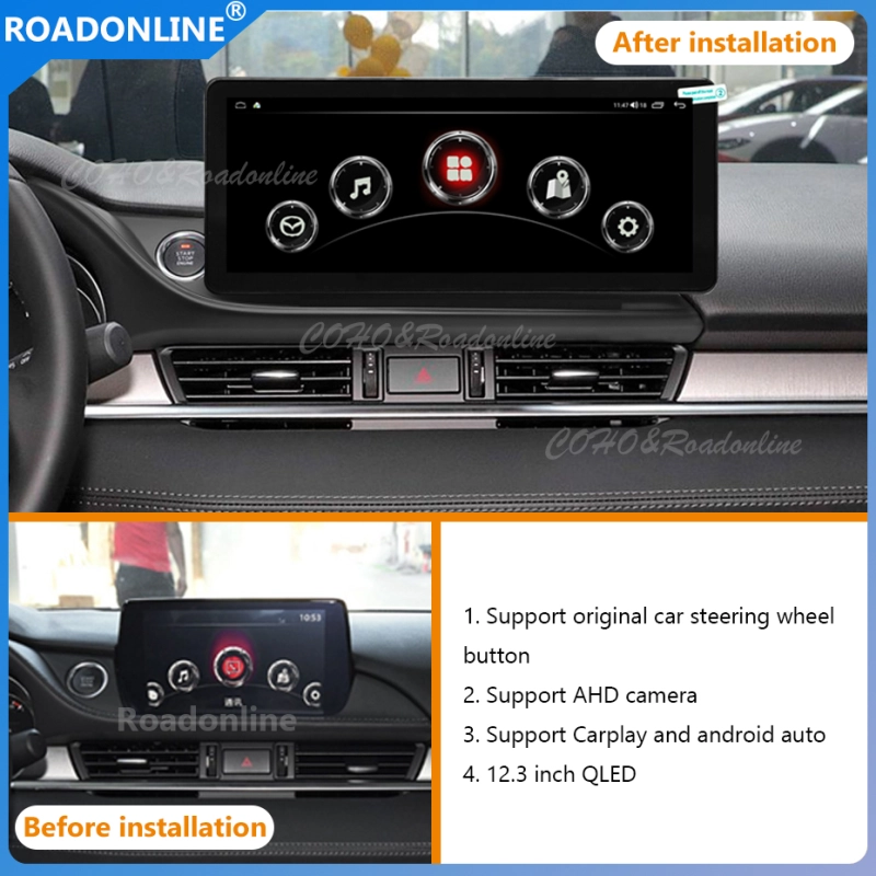 Mazda 6 2020-2024 Car radio Multimedia Player 10.25''screen 12.3''screen Android 12 1920*720 Octa Core 8+256G Andriod+OEM system