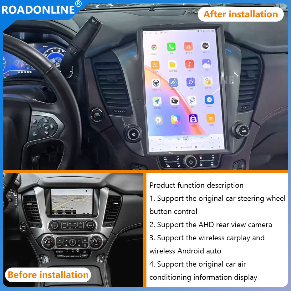 Android audio For Chevrolet Tahoe2015/Suburban 2015 /GMC Yukon 2015-2018 Car radio Multimedia Player 14.5''screen Android 13 1920*1080 Octa Core 8+256G Andriod system Snapdragon 665