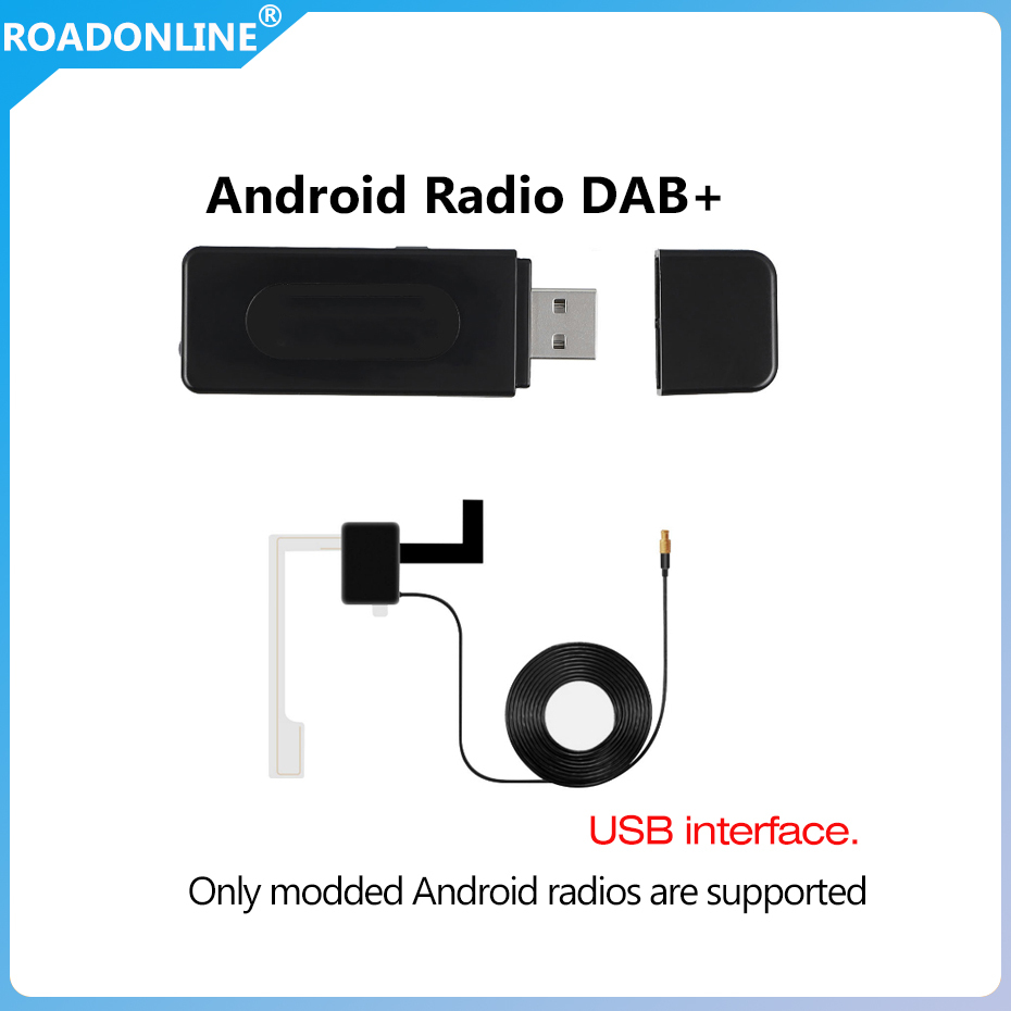Car DAB+ Antenna with USB Adapter Receiver for Android Car Stereo Player supports DAB band III 174.0MHz-239.0MHz