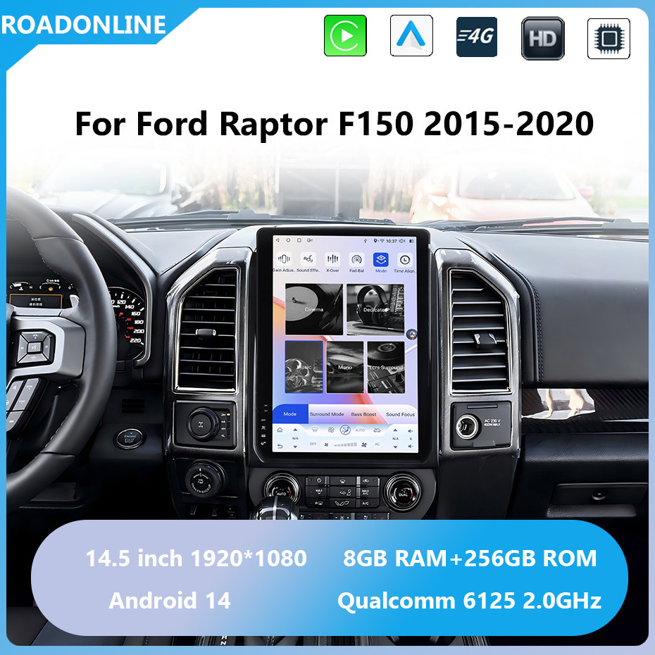 Android audio For Ford Raptor F150 2015 -2020 Car radio Multimedia Player 14.5''screen Android 14 1920*1080 Octa Core 8+256G Andriod system Snapdragon 665