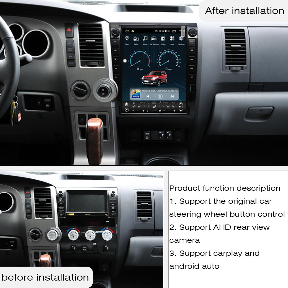 Android audio For Toyota Tundra 2007-2013 Toyota Sequoia 2008-2022 Car radio Multimedia Player 12.1''screen Android 12 1024*768 Octa Core 8+128G Andriod system UIS 7862S