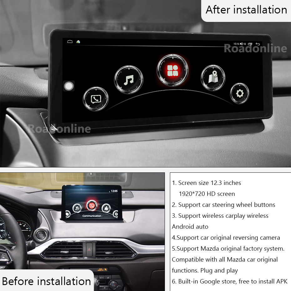 Mazda CX-9 2016-2023 12.3 inch car radio Android 14 1920*720 8GB RAM+256GB ROM Car Multimedia Player Android navigation