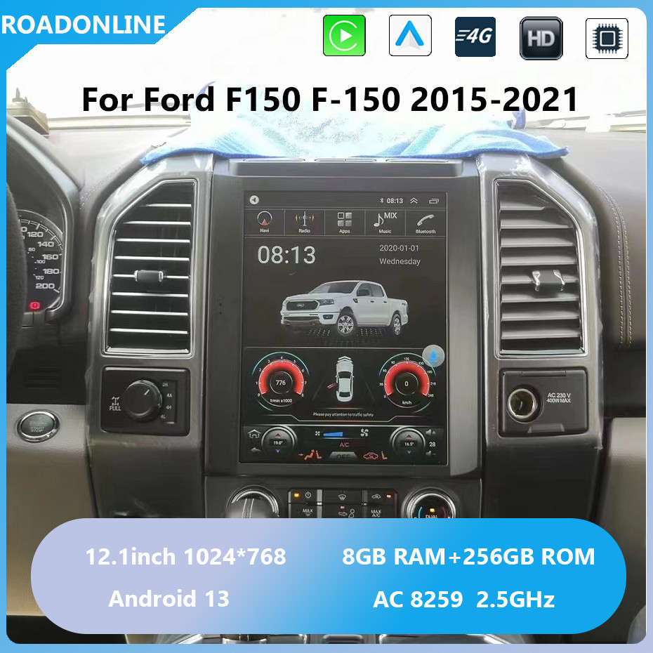 Android audio For Ford Raptor Ford F-150 2015-2021 Car radio Multimedia Player 12.1''screen Android 13 1024*768 Octa Core 8+256G Andriod system AC 8259