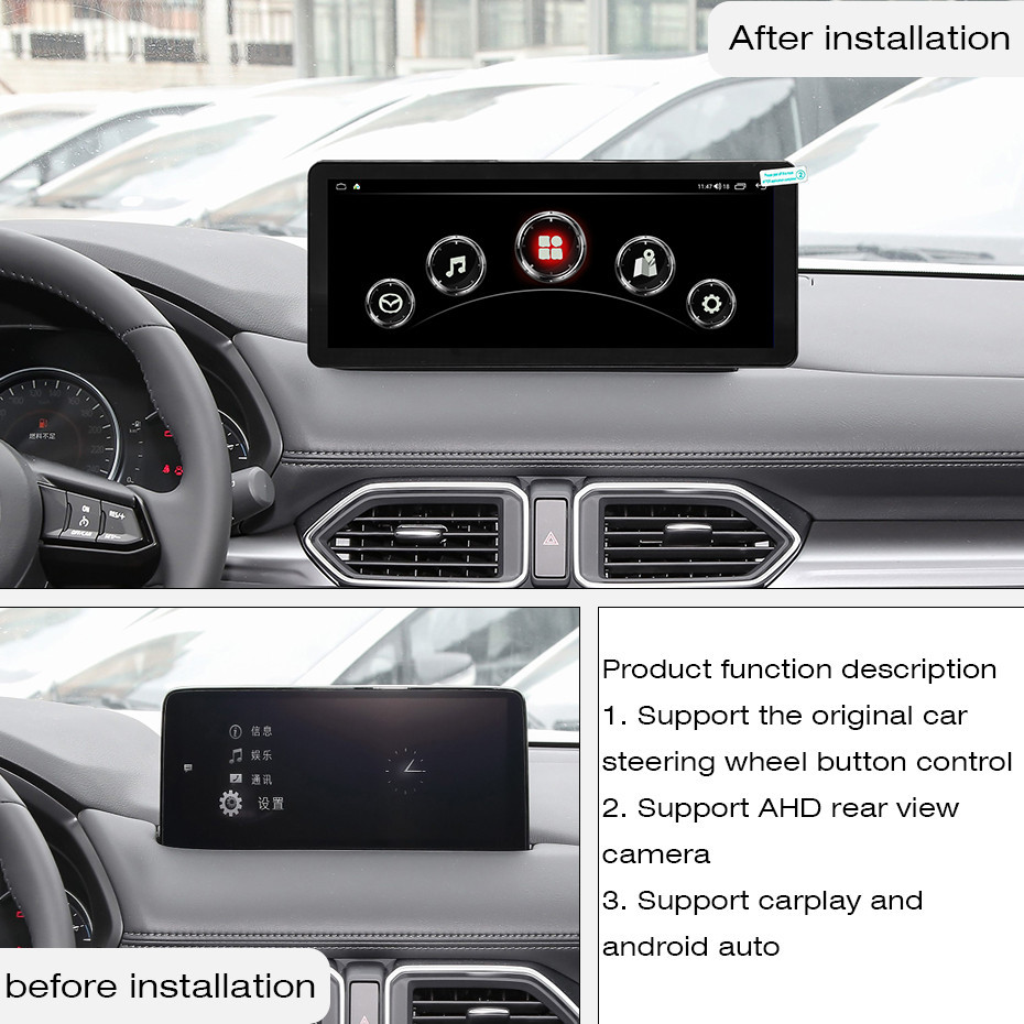 Android audio For  MAZDA CX-5 2022-2025 Car radio Multimedia Player 12.3''screen Android 14 2400*896 Octa Core 8+256G Andriod system UIS 7862S