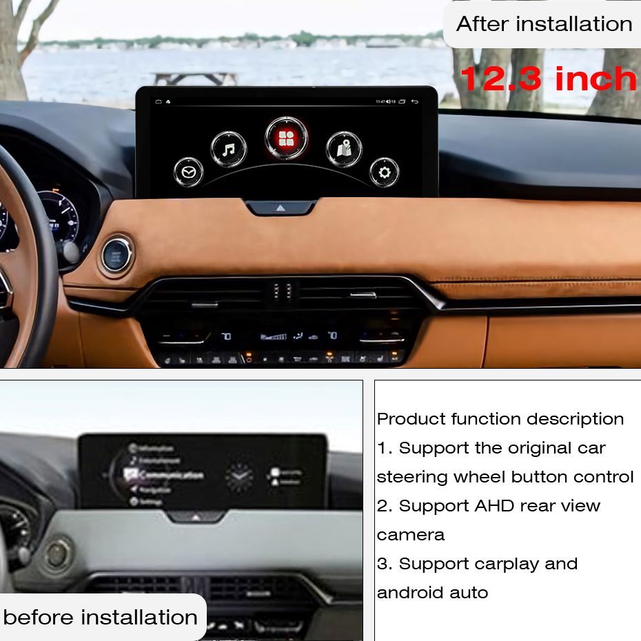 Android audio For  MAZDA CX-60 CX90 2024-2025 Car radio Multimedia Player 12.3''screen Android 14 2400*896 Octa Core 8+256G Andriod system UIS 7862S