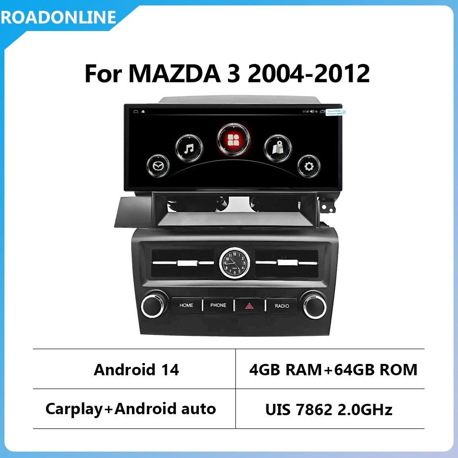 Mazda 3 2004-2012 12.3 inch car radio Android 14 2400*896 8GB RAM+256GB ROM Car Multimedia Player Android navigation