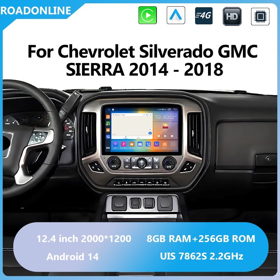 12.4 Inch Android 14 For Chevrolet Silverado GMC SIERRA 2014 - 2018 GPS Car Radio Multimedia Video Player Navigation 4G WIFI